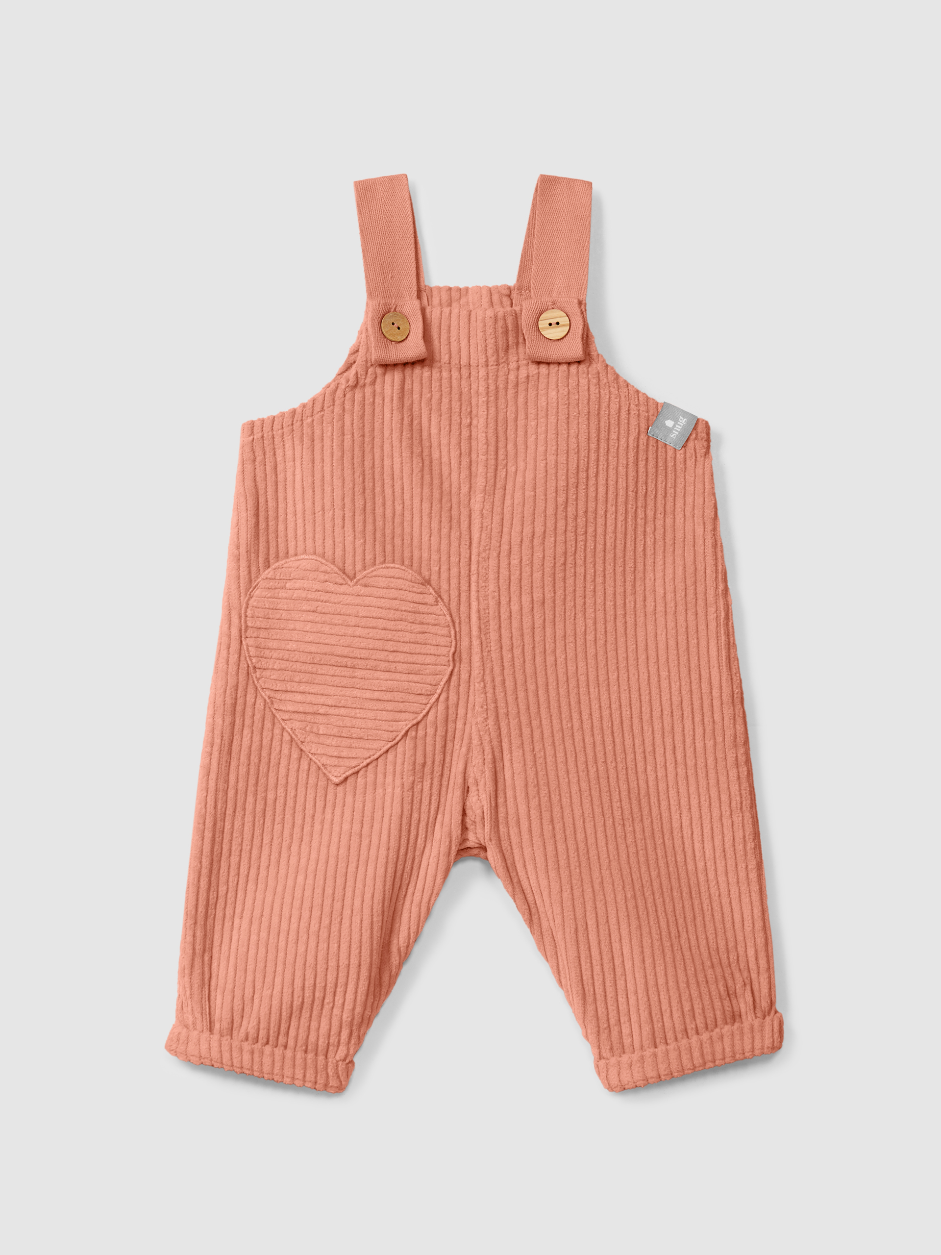 Ribbed velvet dungarees with heart pocket