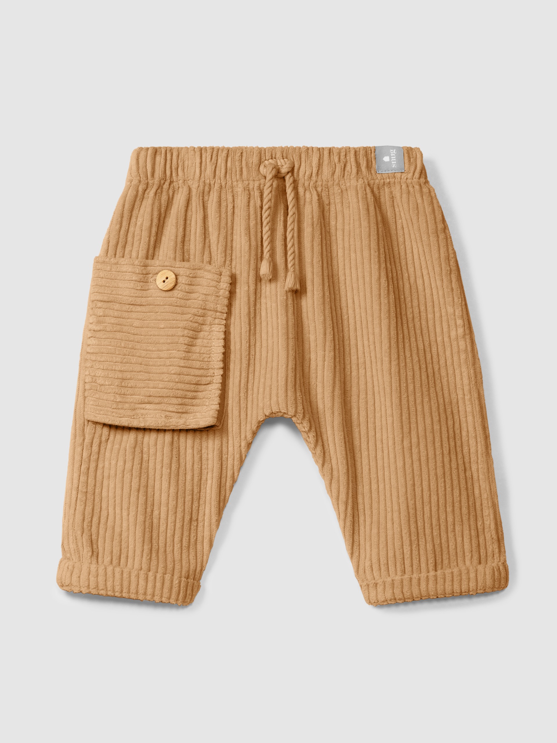 Pull-up pants in ribbed velvet with pocket
