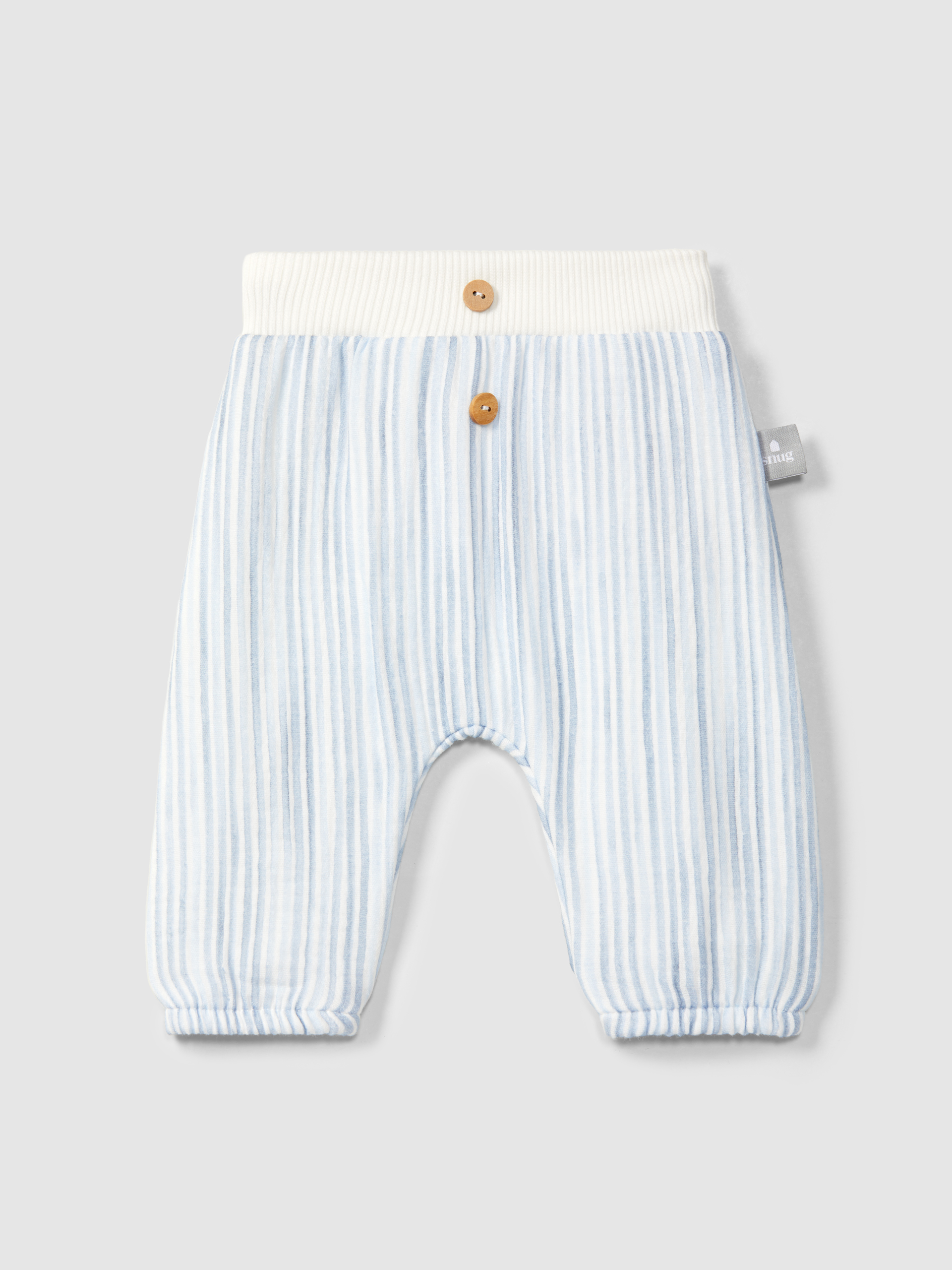 Pull-up pants in printed gauze