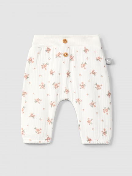 Pull-up pants in printed gauze Pull-up pants in printed gauze