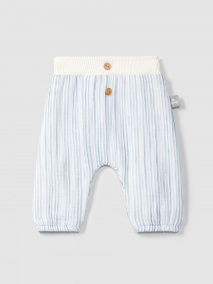 Pull-up pants in printed gauze