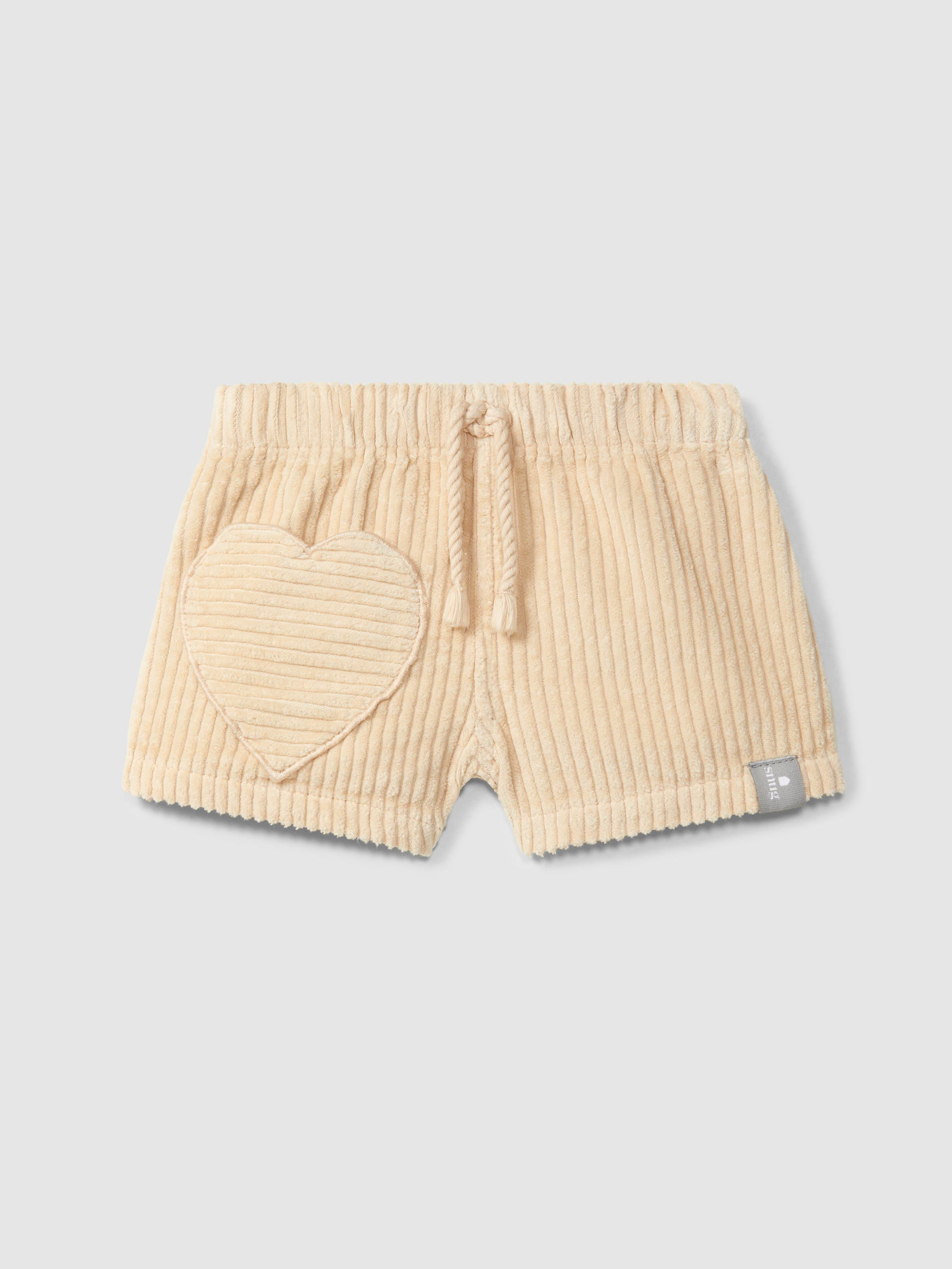 Pull-up shorts in ribbed velvet with heart pocket