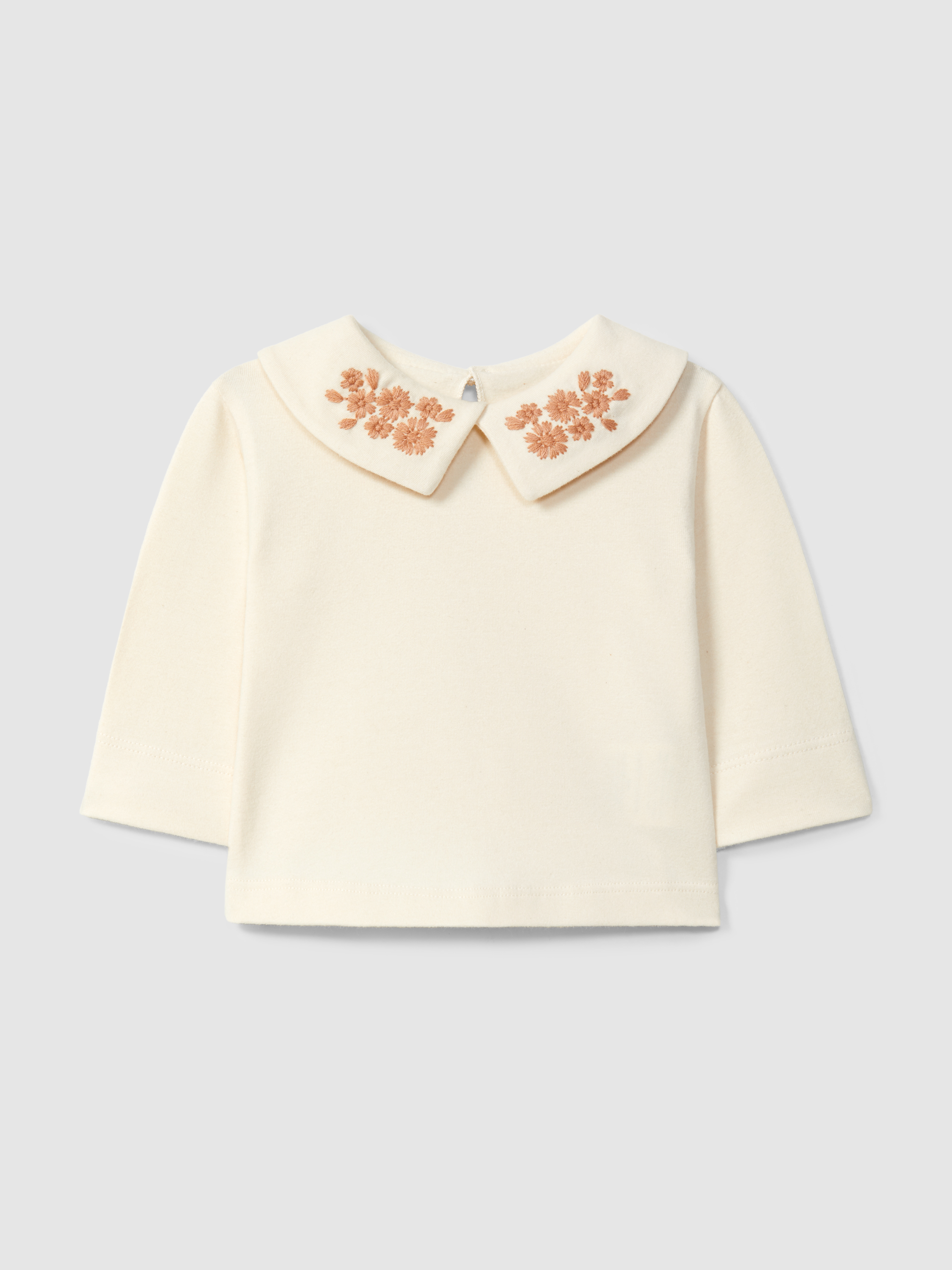 Longsleeve with collar embroidered flowers