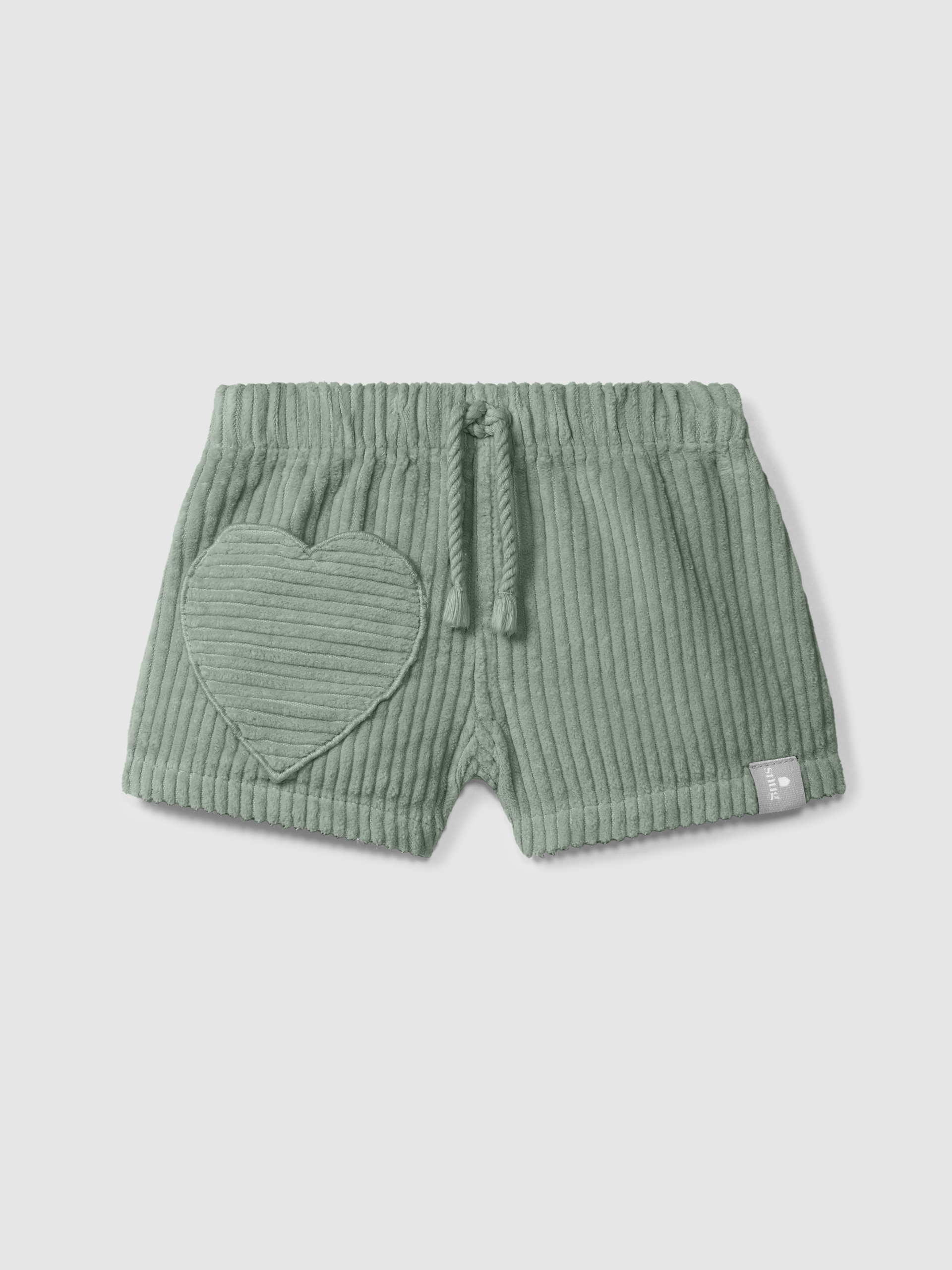 Pull-up shorts in ribbed velvet with heart pocket