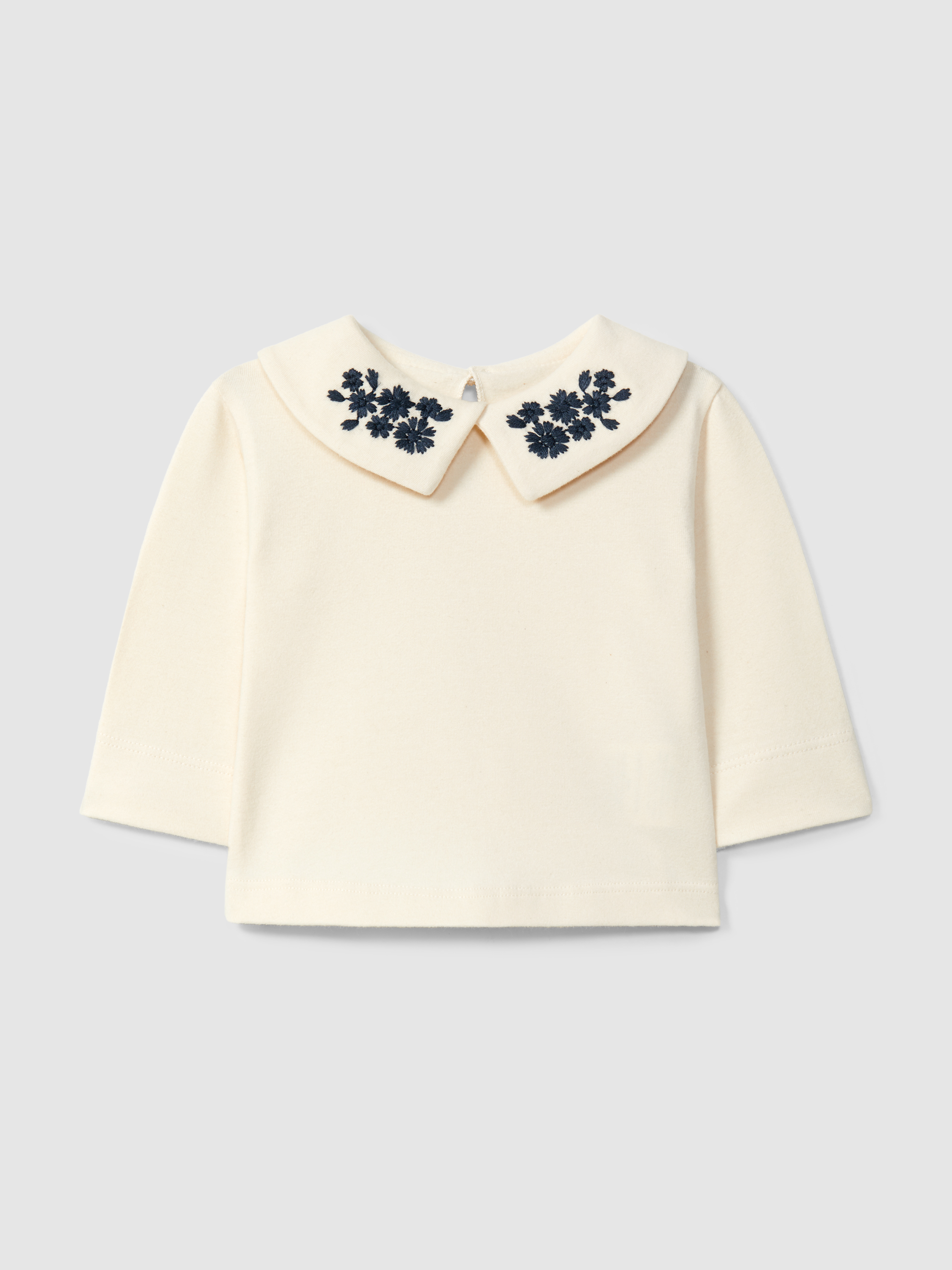 Longsleeve with collar embroidered flowers