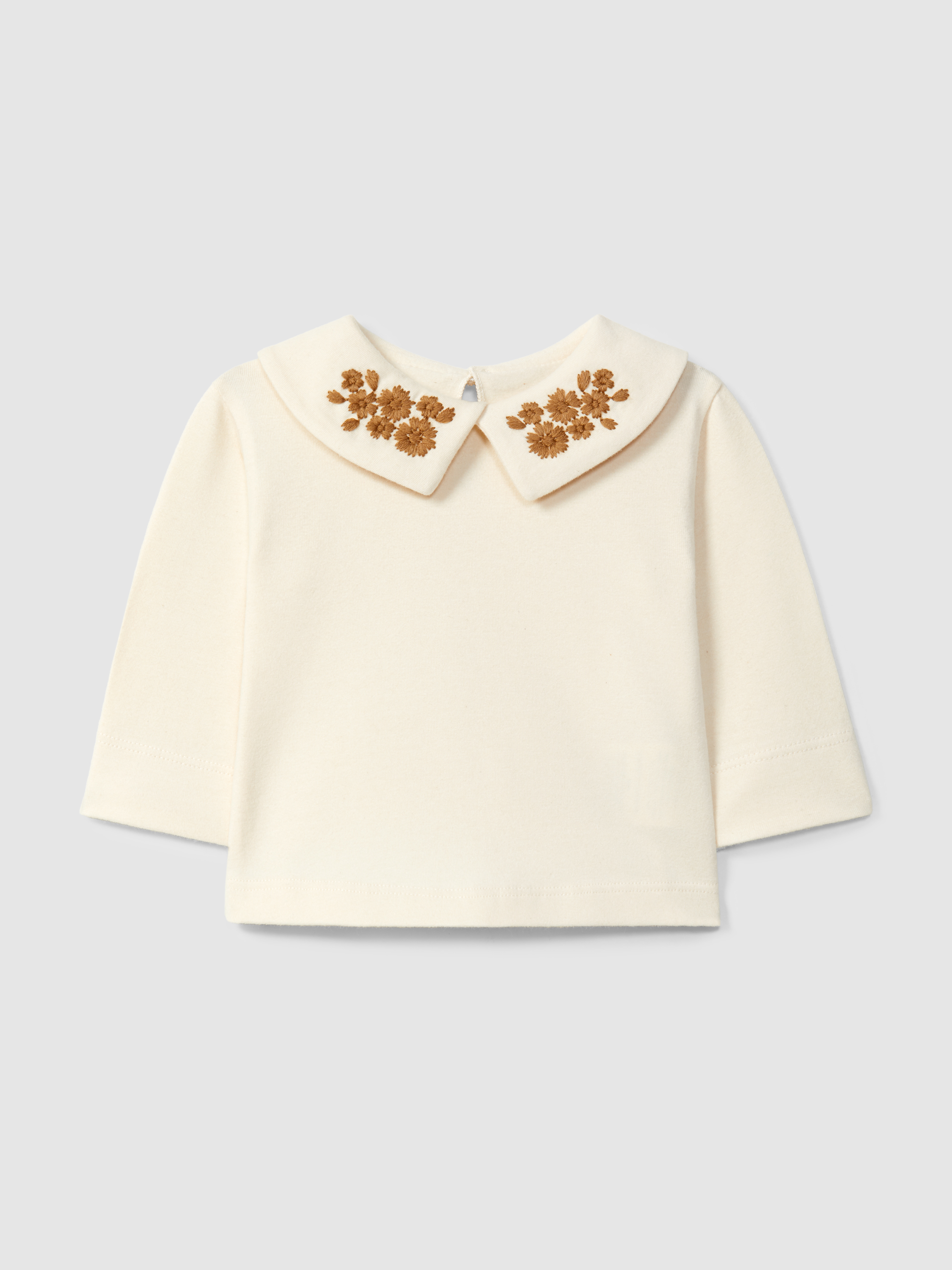 Longsleeve with collar embroidered flowers
