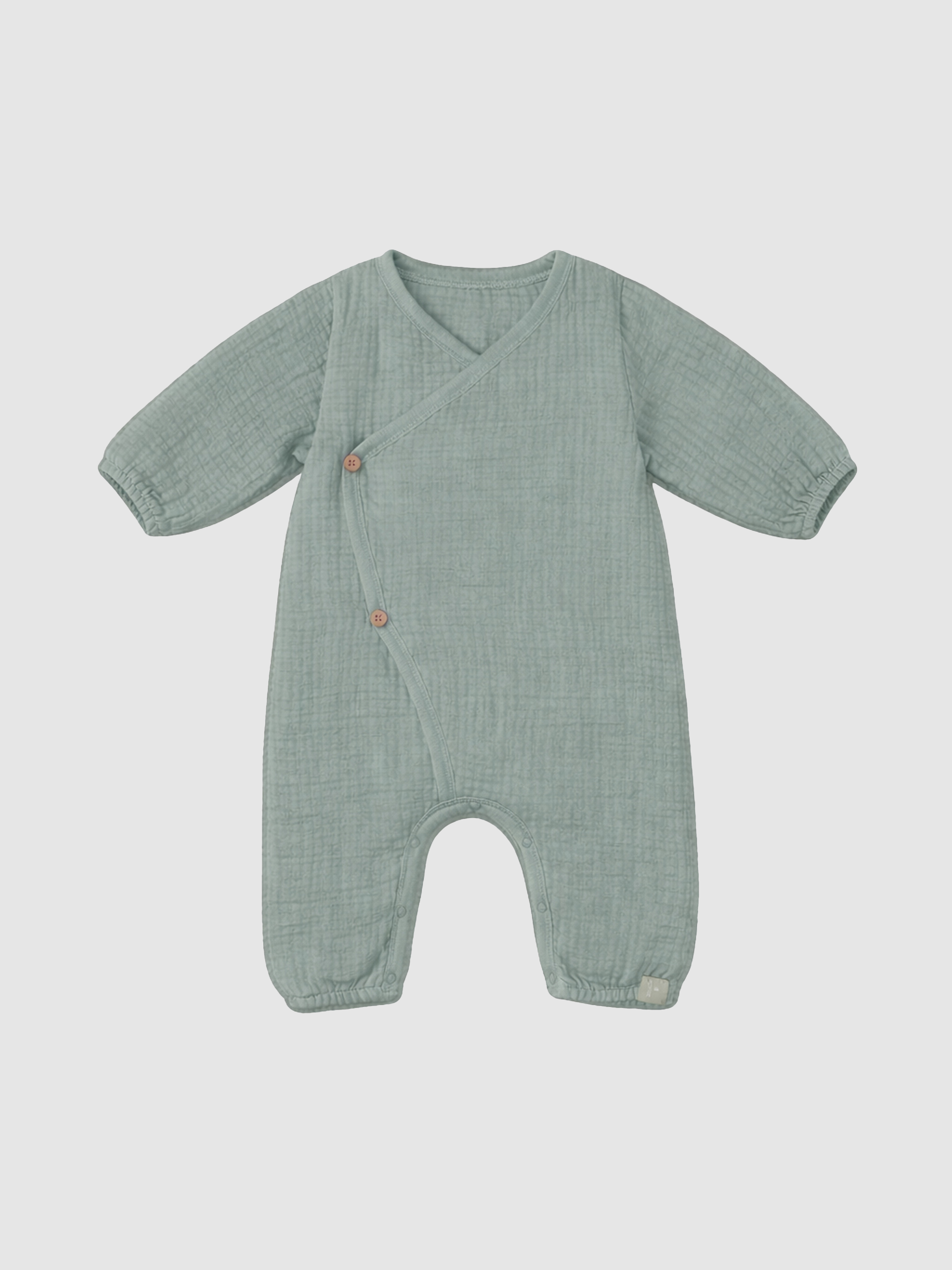 Double gauze crossover romper with cotton padding