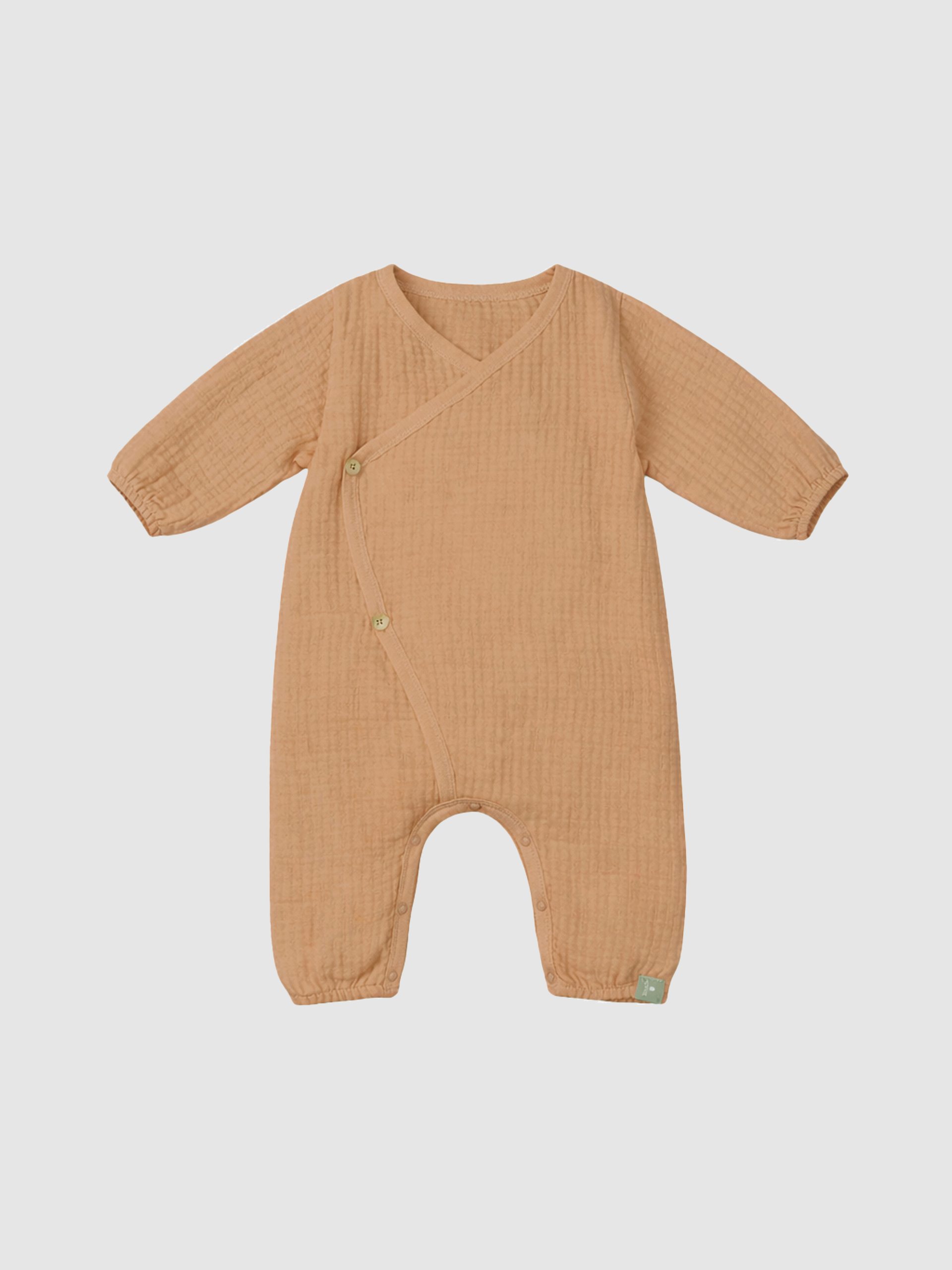 Double gauze crossover romper with cotton padding