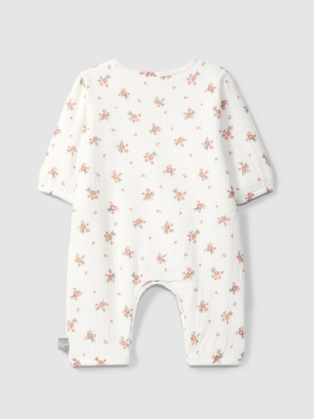 Printed gauze romper Printed gauze romper