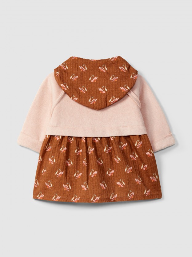 Fleece dress with flowers Fleece dress with flowers