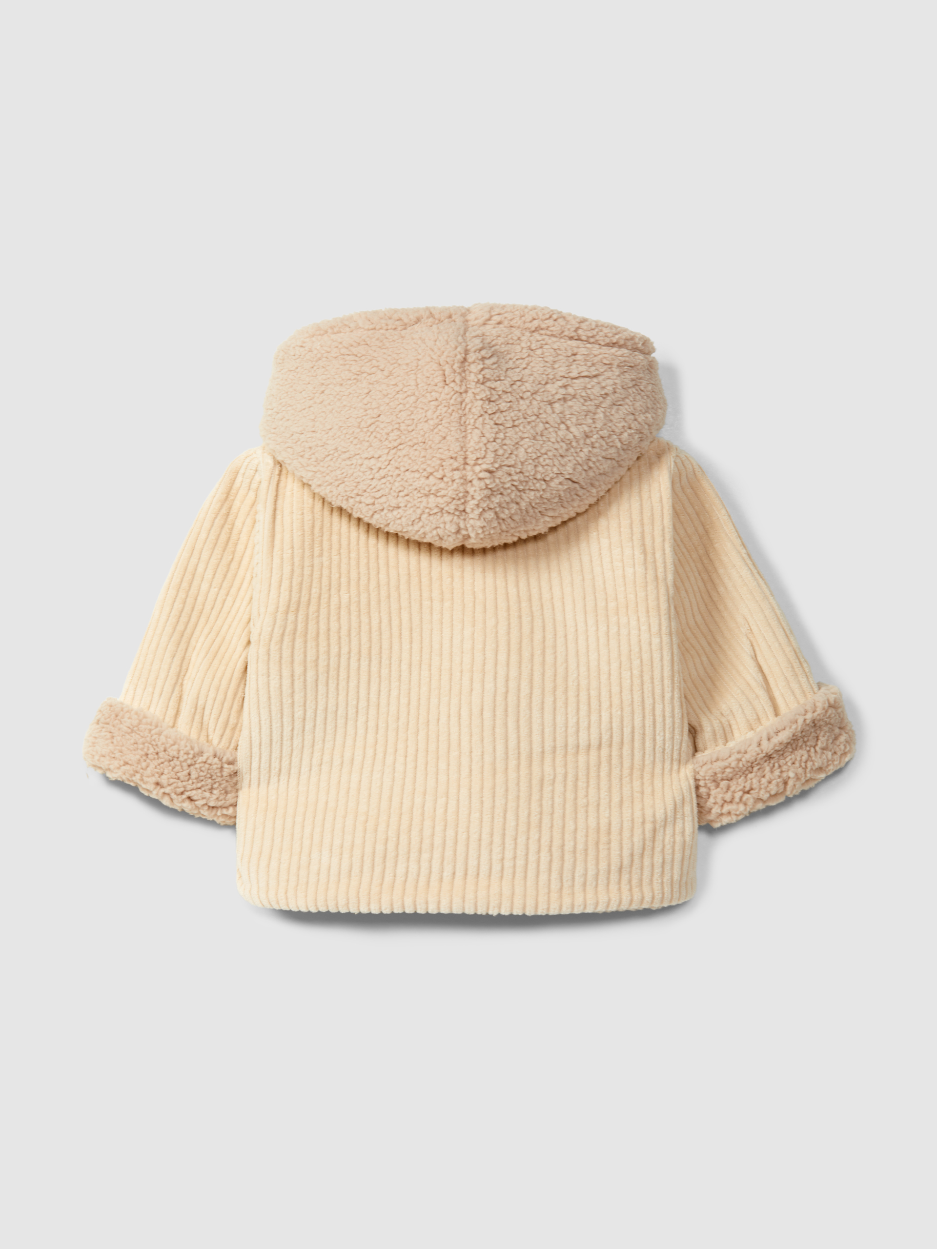 Ribbed velvet hooded jacket with pocket