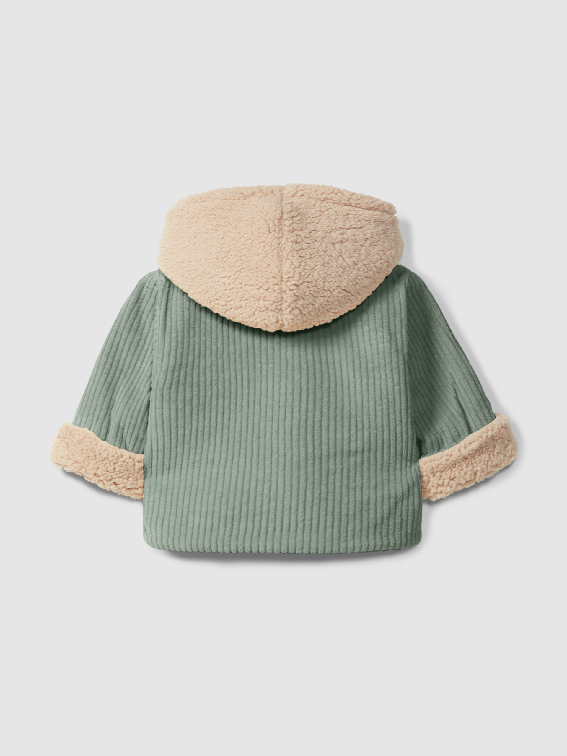 Ribbed velvet hooded jacket with pocket