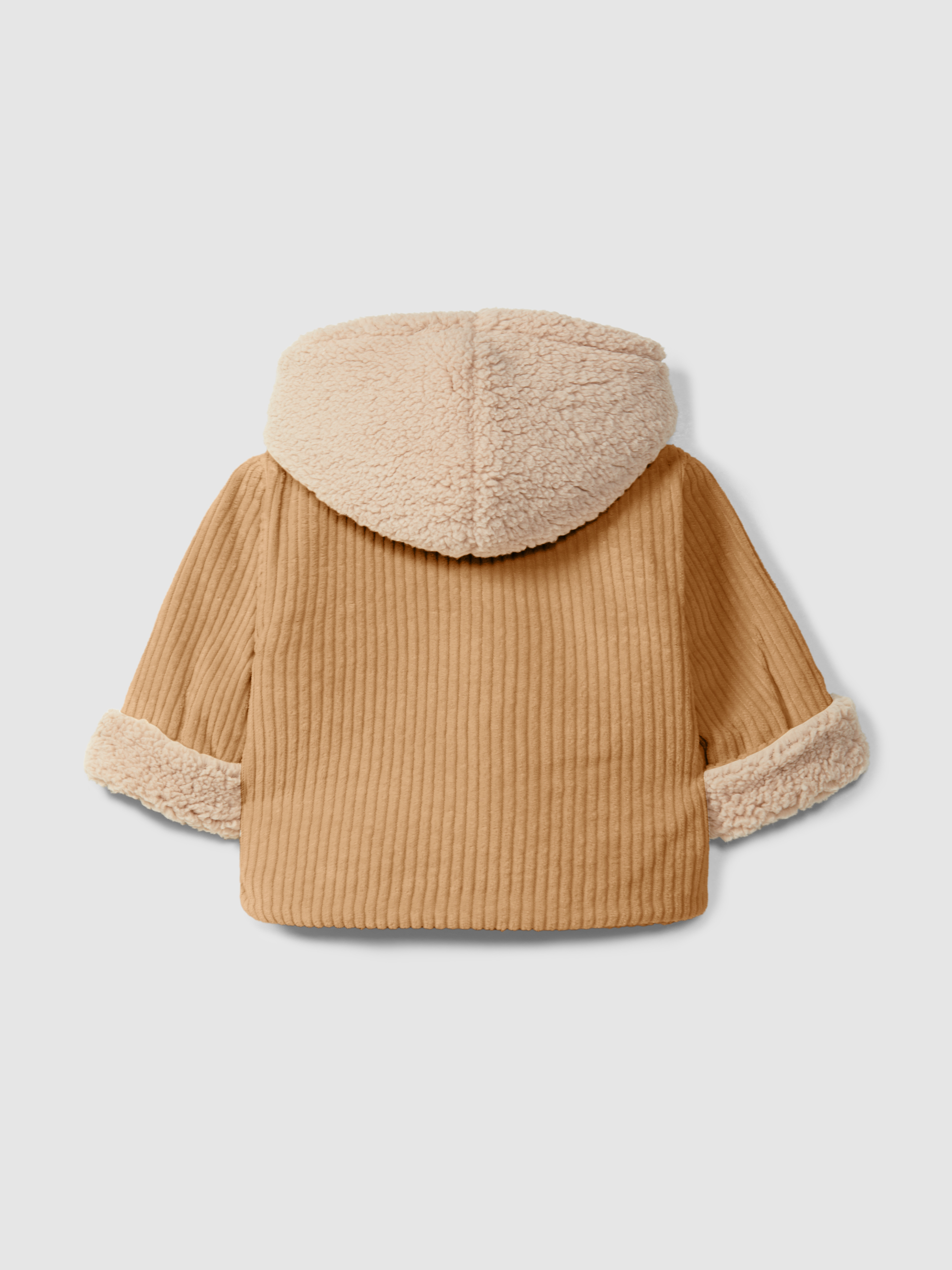 Ribbed velvet hooded jacket with pocket