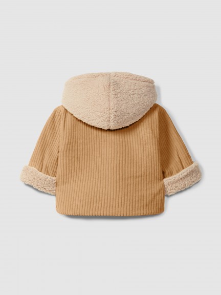 Ribbed velvet hooded jacket with pocket Ribbed velvet hooded jacket with pocket