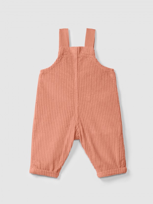 Ribbed velvet dungarees with heart pocket Ribbed velvet dungarees with heart pocket