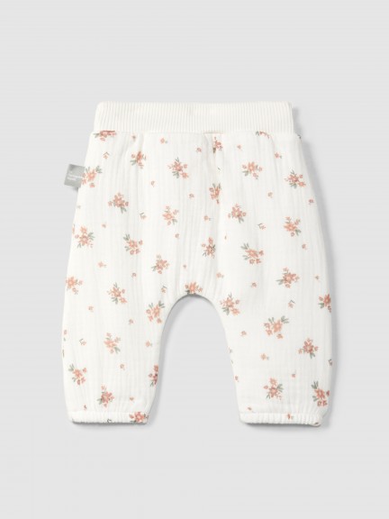 Pull-up pants in printed gauze Pull-up pants in printed gauze