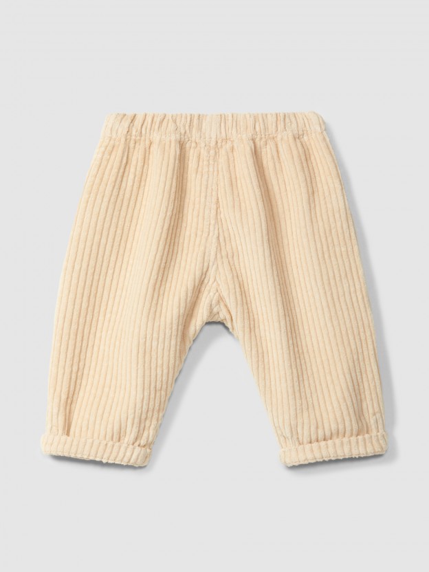 Pull-up pants in ribbed velvet with heart pocket Pull-up pants in ribbed velvet with heart pocket