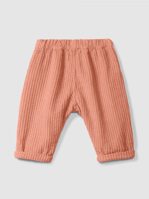 Pull-up pants in ribbed velvet with heart pocket Pull-up pants in ribbed velvet with heart pocket