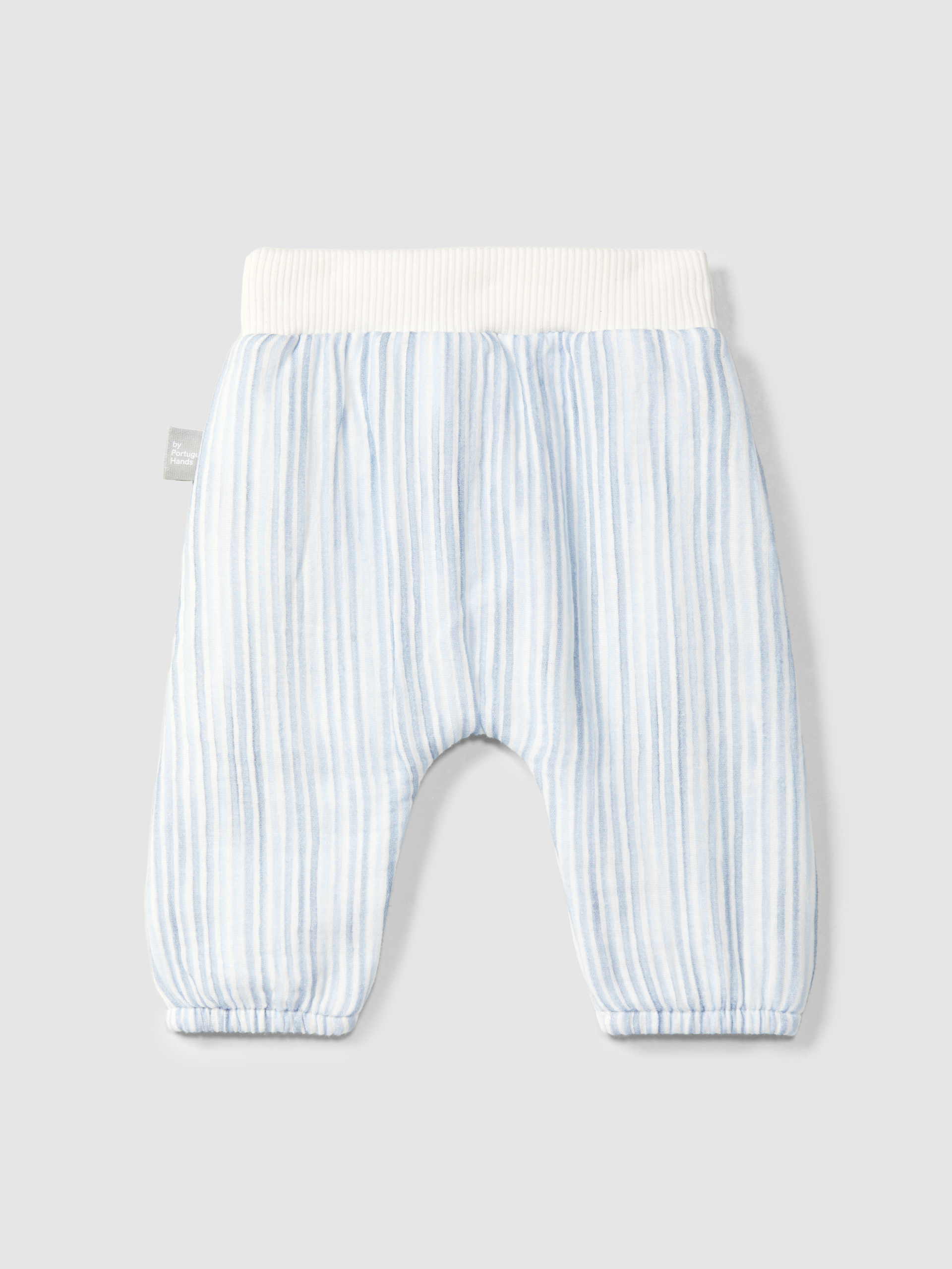 Pull-up pants in printed gauze