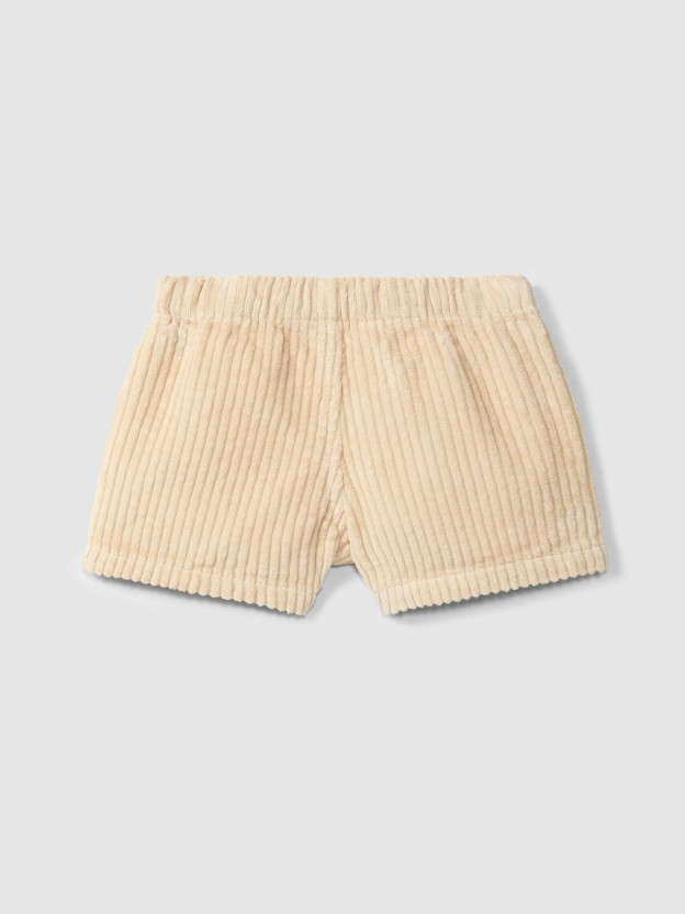 Pull-up shorts in ribbed velvet with heart pocket Pull-up shorts in ribbed velvet with heart pocket