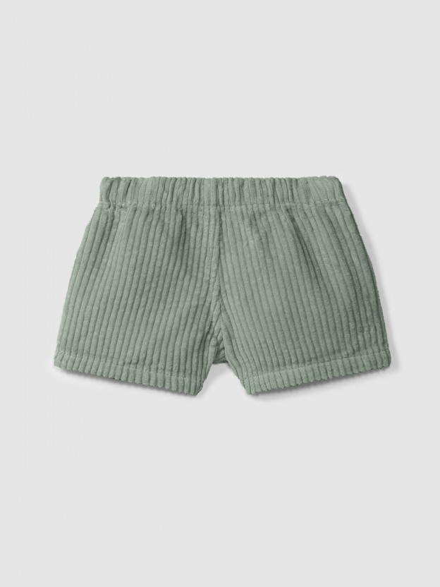 Pull-up shorts in ribbed velvet with heart pocket Pull-up shorts in ribbed velvet with heart pocket