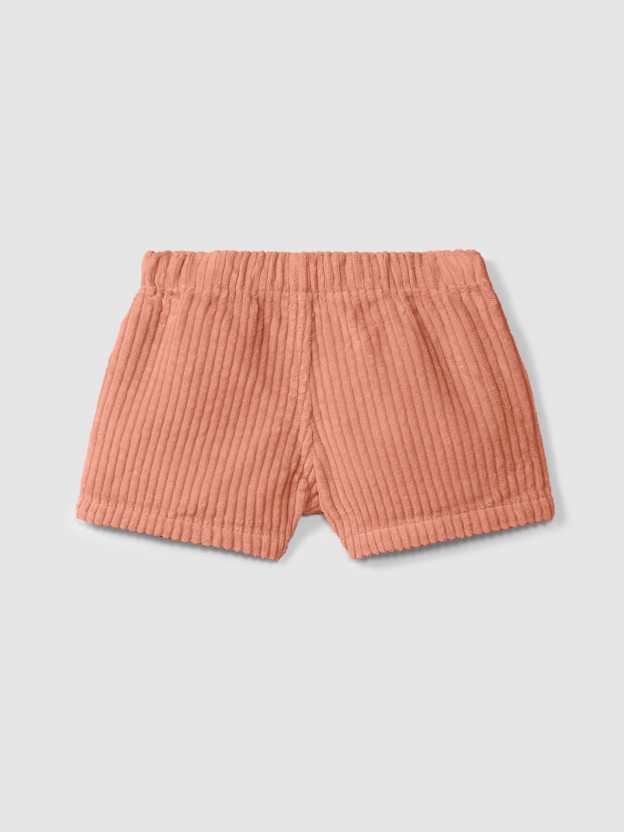 Pull-up shorts in ribbed velvet with heart pocket Pull-up shorts in ribbed velvet with heart pocket
