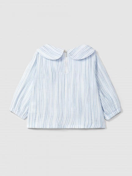Striped blouse with embroidered detail on the collar Striped blouse with embroidered detail on the collar
