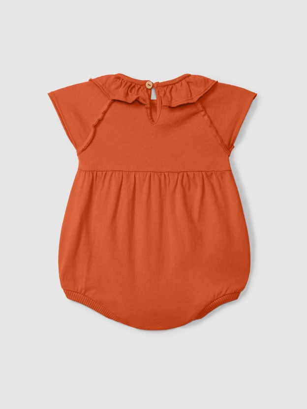 Shortie in plain jersey with ruffled collar Shortie in plain jersey with ruffled collar