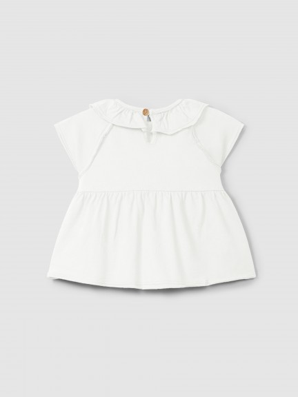 Plain jersey T-shirt with ruffled collar Plain jersey T-shirt with ruffled collar