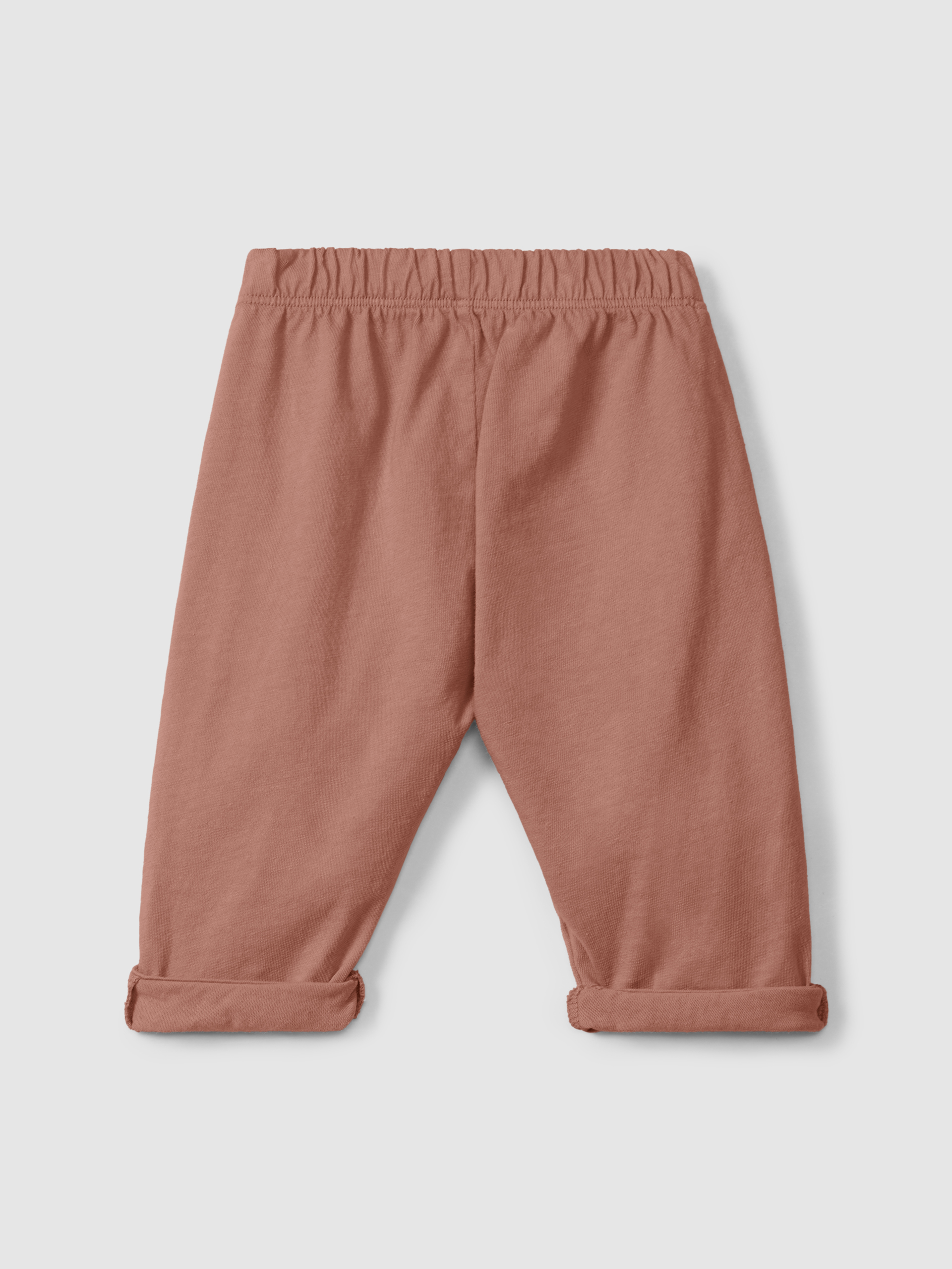 Plain jersey pull-up pants with embroidered details