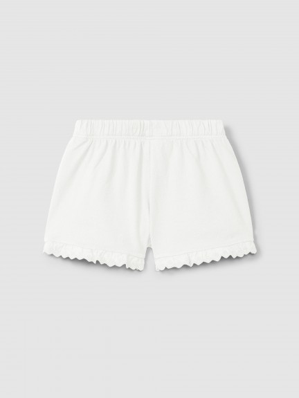 Plain jersey pull-up shorts with embroidered details Plain jersey pull-up shorts with embroidered details