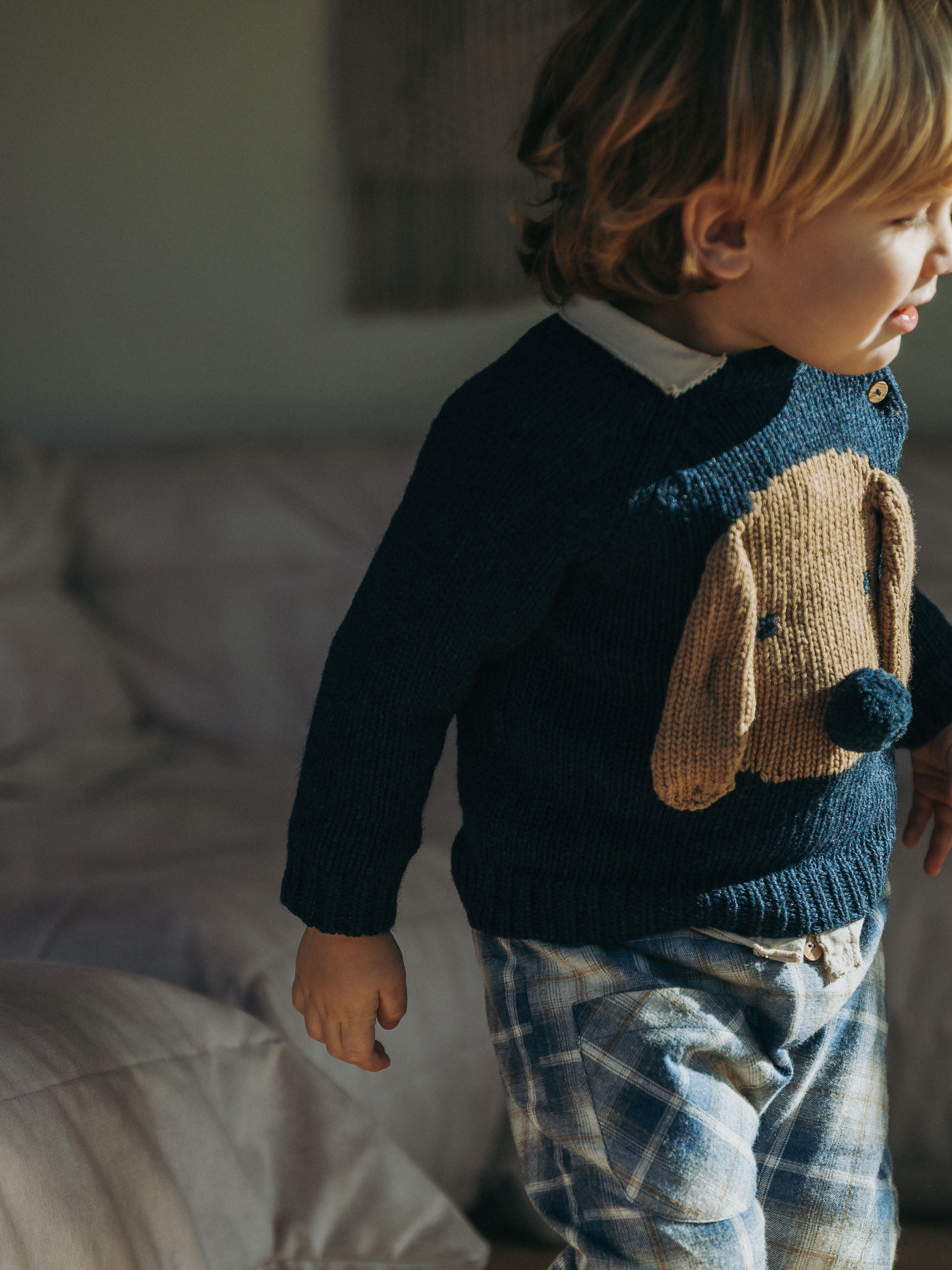 Knitted jumper jacquard dog with embossed details