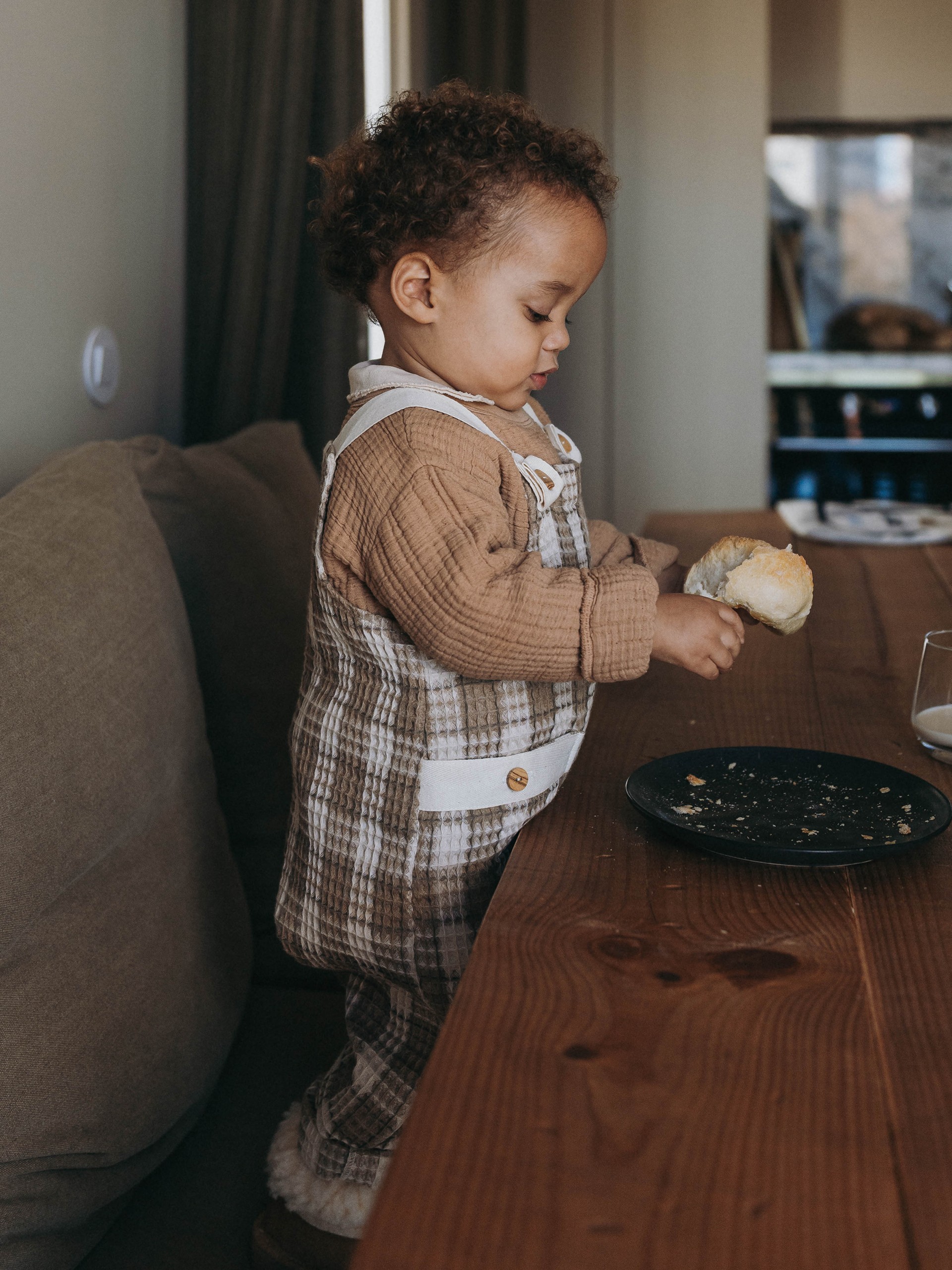 Dungarees in waffle weave