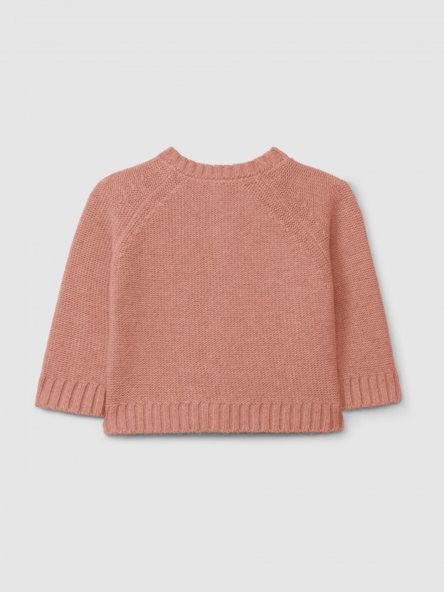 Knitted cardigan with a round neck