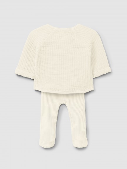 Two-piece double gauze and ribbed jersey set Two-piece double gauze and ribbed jersey set
