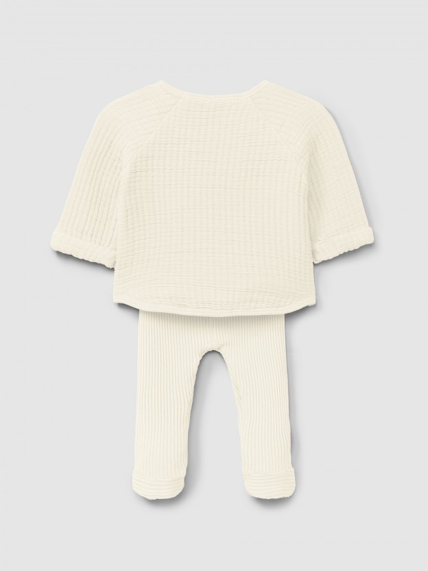 Two-piece double gauze and ribbed jersey set Two-piece double gauze and ribbed jersey set