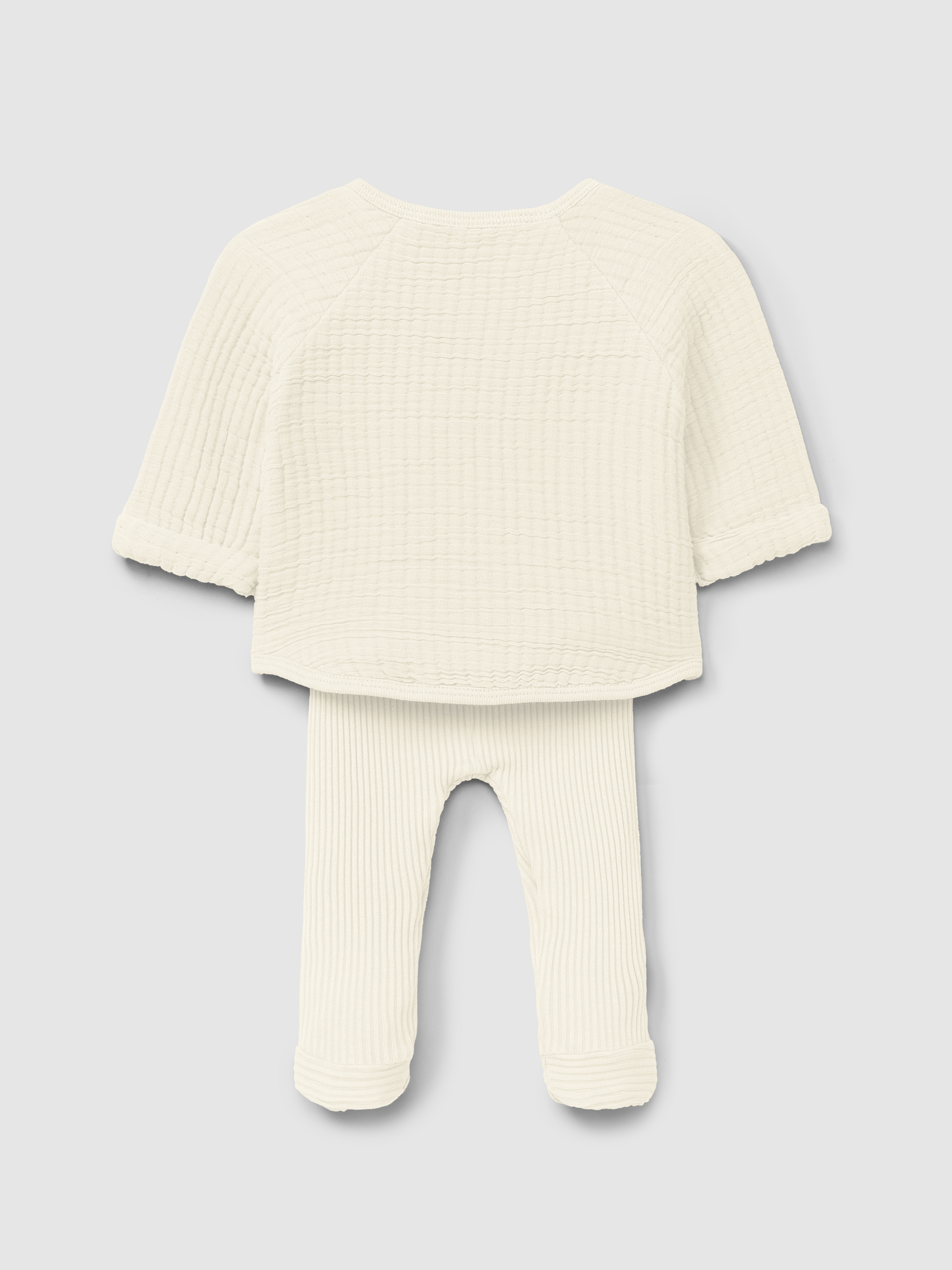 Two-piece double gauze and ribbed jersey set