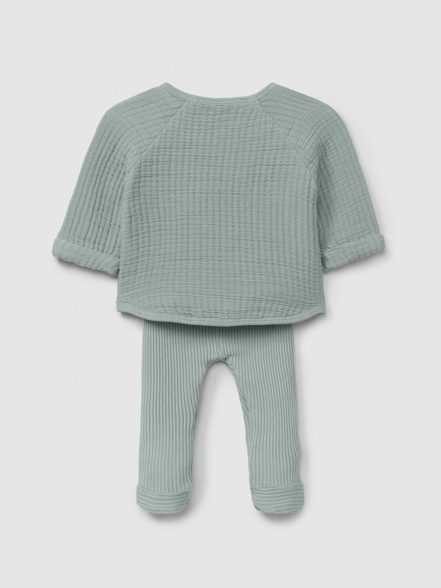 Two-piece double gauze and ribbed jersey set Two-piece double gauze and ribbed jersey set