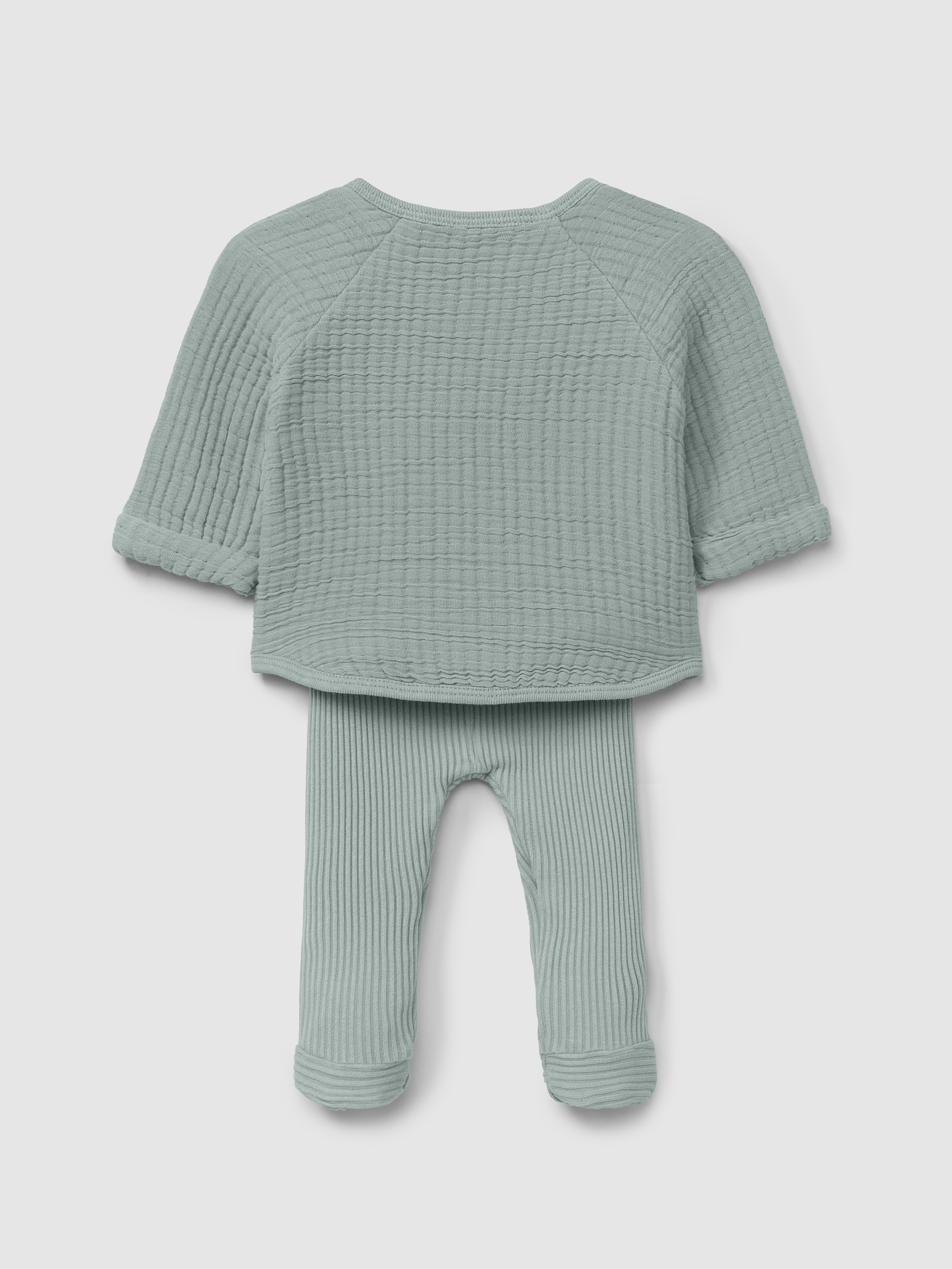Two-piece double gauze and ribbed jersey set