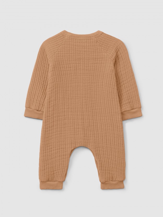 Double gauze romper with cotton padding Double gauze romper with cotton padding