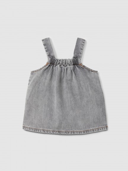 Pinafore in organic cotton denim Pinafore in organic cotton denim