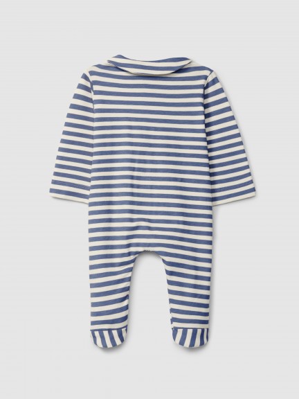 Striped romper with peter-pan collar Striped romper with peter-pan collar
