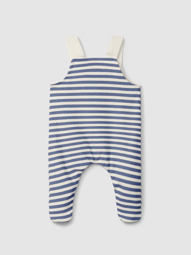 Striped dungarees with pocket