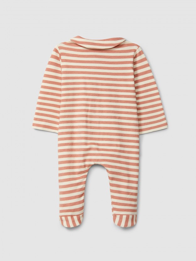 Striped romper with peter-pan collar Striped romper with peter-pan collar