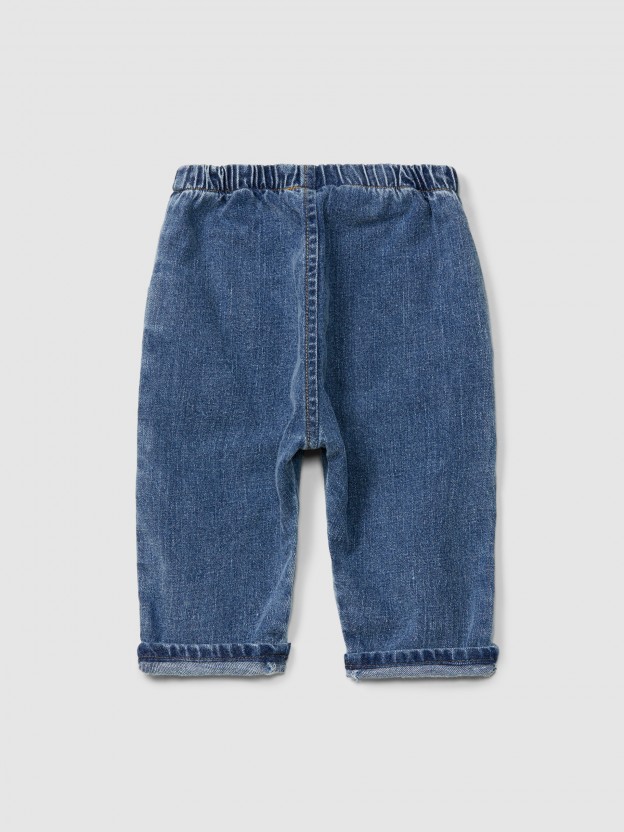 Organic cotton denim pull-up pants Organic cotton denim pull-up pants
