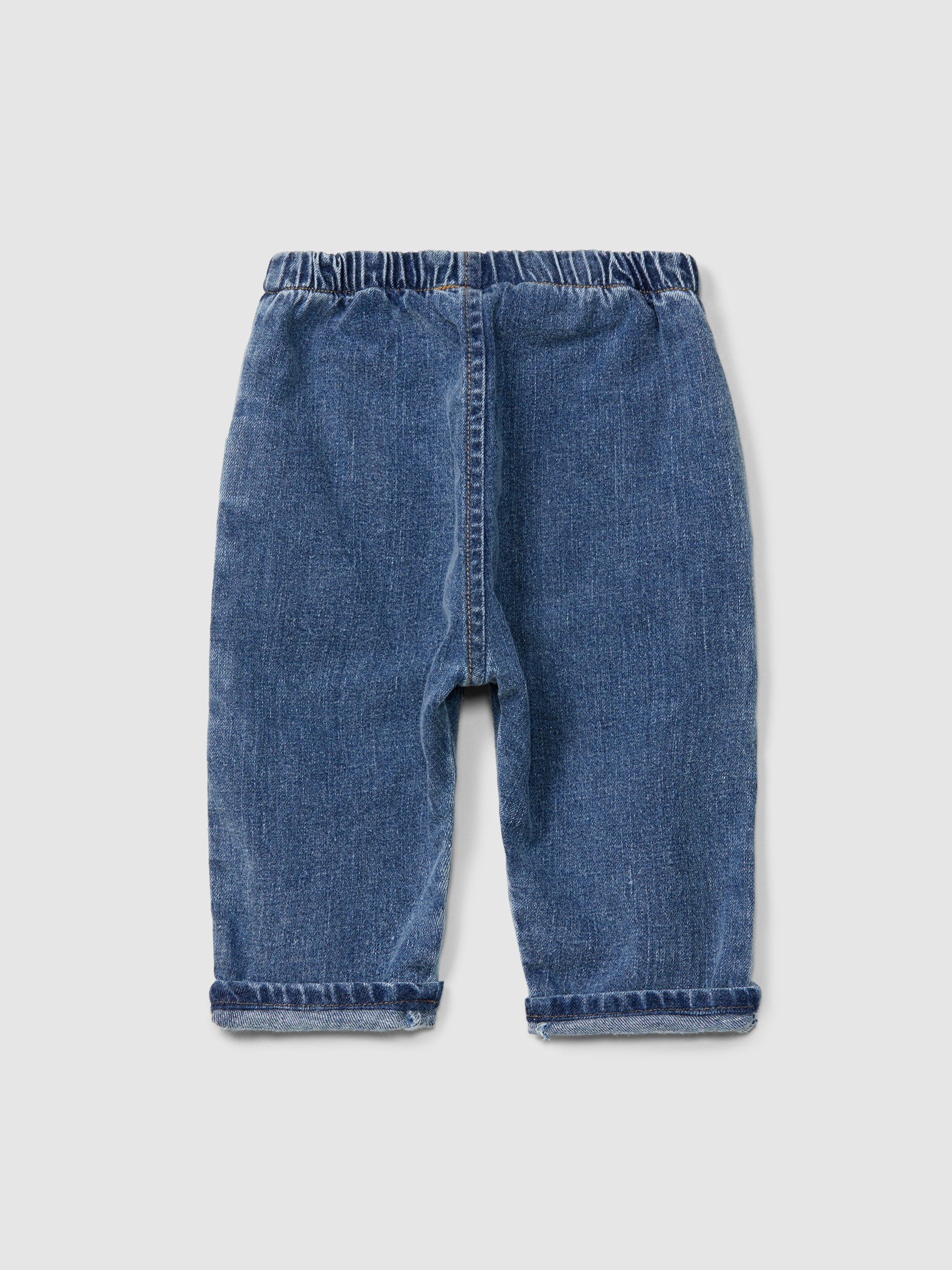 Organic cotton denim pull-up pants