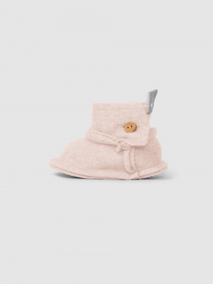 Organic cotton fleece booties with button Organic cotton fleece booties with button
