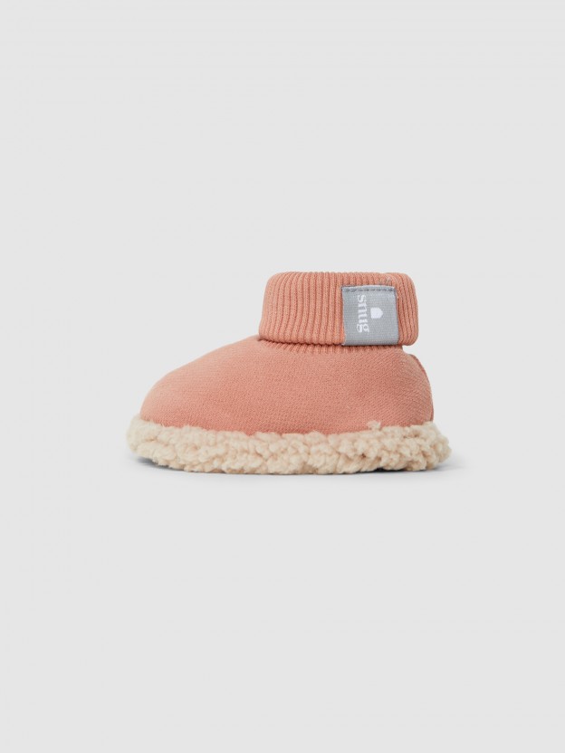 Plush booties with fur detail