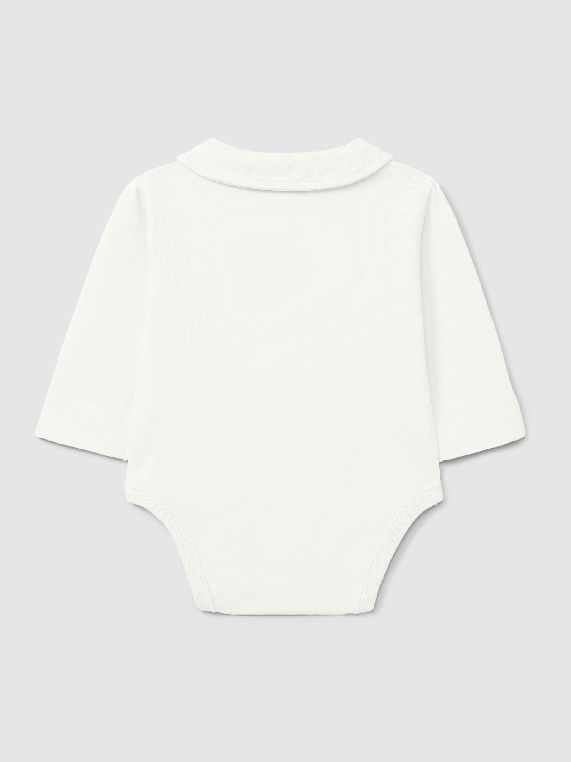 Organic cotton plain bodysuit with peter-pan collar