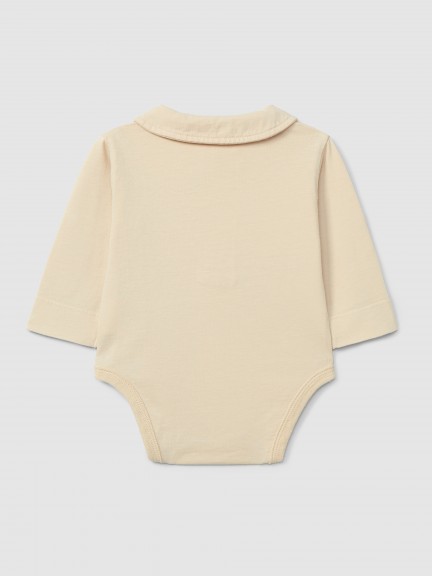 Organic cotton plain bodysuit with peter-pan collar Organic cotton plain bodysuit with peter-pan collar